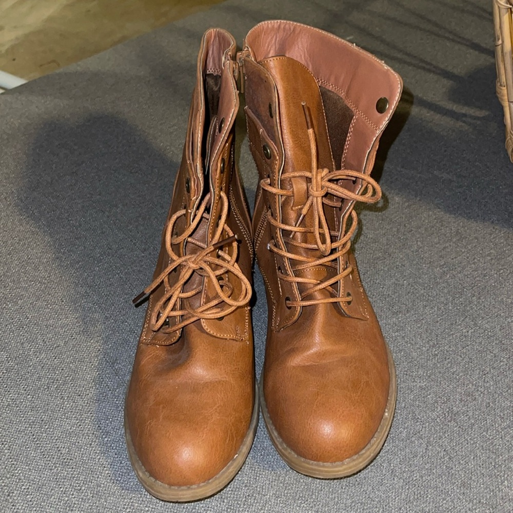 Brown combat boots